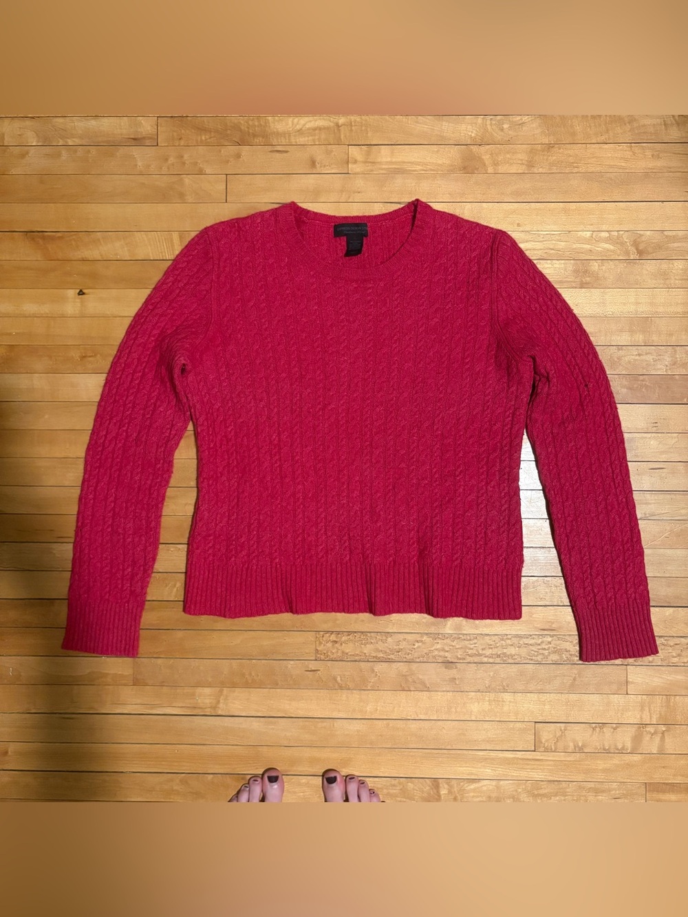 Express Cable Knit Crewneck Sweater - Pink